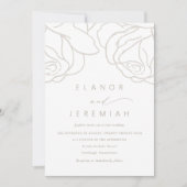 Simple Gray Floral Wedding 招待状 (正面)