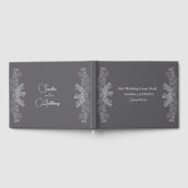Simple Gray Line Art Eucalyptus Wedding Guest Book ゲストブック (全面)