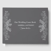 Simple Gray Line Art Eucalyptus Wedding Guest Book ゲストブック (正面)