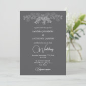 Simple Gray Line Art Eucalyptus Wedding Invitation 招待状 (スタンド正面)