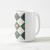 Simple green check with mushrooms コーヒーマグカップ (正面右)