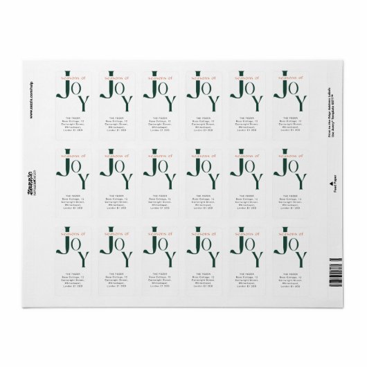 Simple Green Christmas Holiday Return Address ラベル (フルシート)