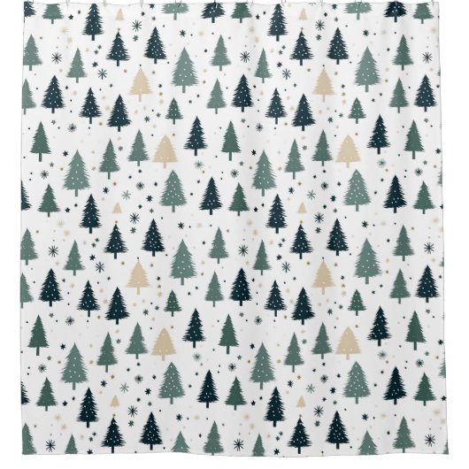 Simple Green Christmas Tree シャワーカーテン (正面)