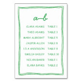 Simple Green Doodle Wedding Seating Chart Card テーブルナンバー (正面)