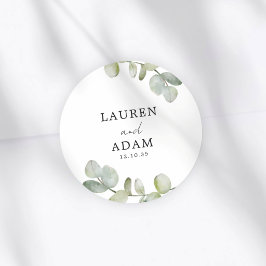 Simple Green Eucalyptus Wedding ラウンドシール