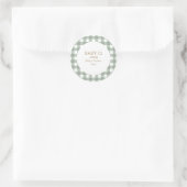 Simple Green Gingham Baby Shower Sticker ラウンドシール (バッグ)