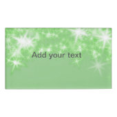 Simple green glitter sparkle stars add your text   名札 (正面)