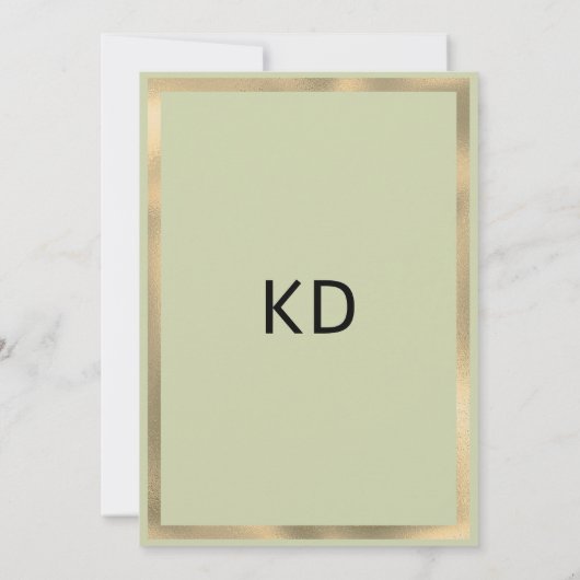 Simple green gold eucalyptus leaves Table Numbers 招待状 (裏面)