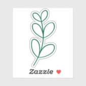 Simple Green Leaf Line Art シール (シート)
