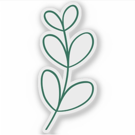 Simple Green Leaf Line Art シール (正面)