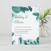 Simple Green Leaves Green Greenery Wedding 招待状 (スタンド正面)