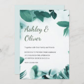 Simple Green Leaves Green Greenery Wedding 招待状 (正面/裏面)