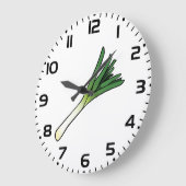 Simple Green Leek Vegetable ラージ壁時計 (傾斜)