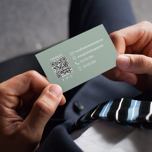 Simple Green Monogram QR Code | Connect with Me 名刺