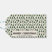 Simple Green Pine Trees Custom Merry Christmas ギフトタグ (裏面横)