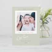 Simple Green Stripes Christmas Photo Card シーズンカード (スタンド正面)