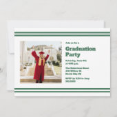 Simple Green Stripes Graduation Party Announcement 案内状 (裏面)