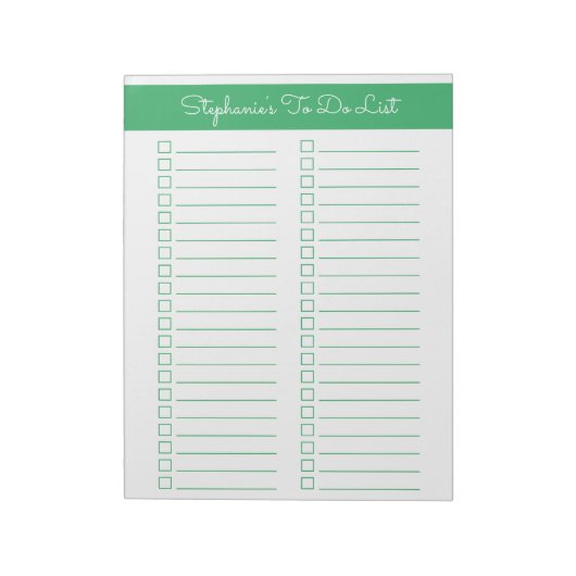 Simple Green Vertical 8.5x11 Two Column Checklist ノートパッド (回転)