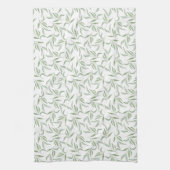 Simple Green Watercolor Leaves Botanical Pattern キッチンタオル (縦)
