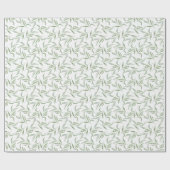 Simple Green Watercolor Leaves Botanical Pattern ラッピングペーパー (フラット)