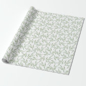 Simple Green Watercolor Leaves Botanical Pattern ラッピングペーパー (アンロールド)