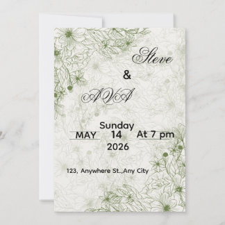 Simple Green Wedding Invitation 招待状