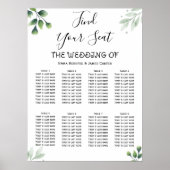 Simple Greenery Elegant Wedding Seating Chart ポスター (正面)