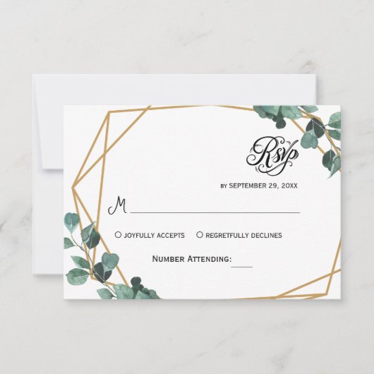 Simple Greenery Eucalyptus RSVP Invitation (正面)