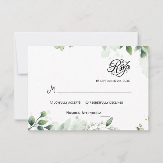 Simple Greenery Eucalyptus RSVP Invitation (正面)