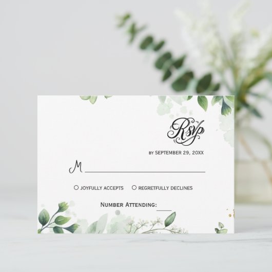 Simple Greenery Eucalyptus RSVP Invitation (スタンド正面)
