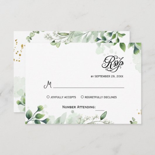 Simple Greenery Eucalyptus RSVP Invitation (正面/裏面)