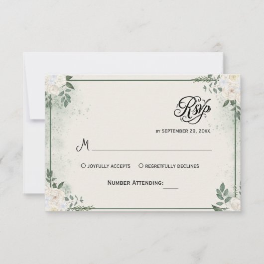 Simple Greenery Eucalyptus RSVP Invitation (正面)