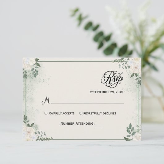 Simple Greenery Eucalyptus RSVP Invitation (スタンド正面)