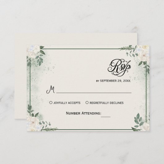 Simple Greenery Eucalyptus RSVP Invitation (正面/裏面)