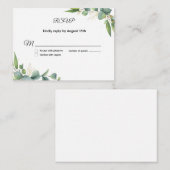 Simple Greenery Eucalyptus Wedding RSVP Card ノートカード (正面/裏面)