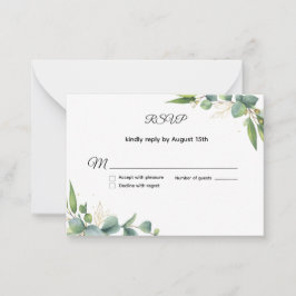 Simple Greenery Eucalyptus Wedding RSVP Card ノートカード