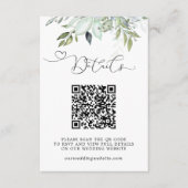 Simple Greenery Foliage QR Code & Photo Wedding エンクロージャーカード (正面)