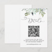 Simple Greenery Foliage QR Code Wedding Details エンクロージャーカード (正面/裏面)