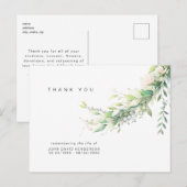 Simple Greenery Funeral Loss of Life Thank You ポストカード (正面/裏面)