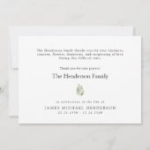 Simple Greenery Funeral Personalized Thank You サンキューカード (裏面)