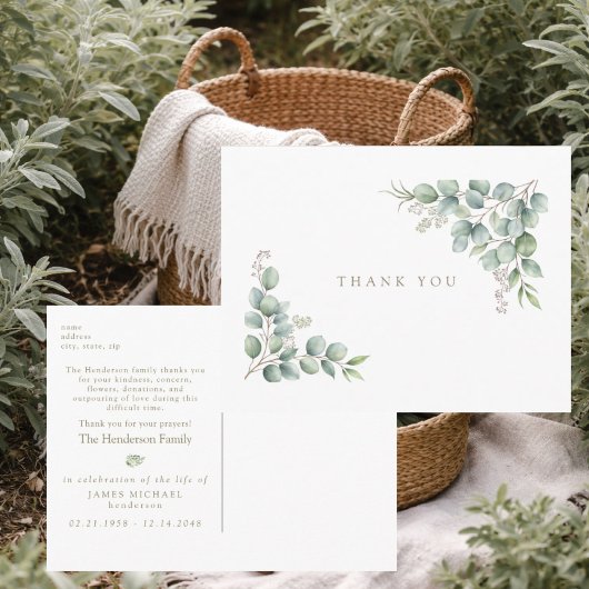 Simple Greenery Funeral Personalized Thank You III ポストカード