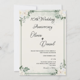 Simple Greenery Wedding Anniversary Invitations 招待状