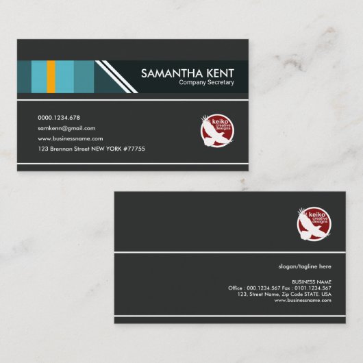 Simple Grey Elegance Companyの総務部長 名刺 (正面/裏面)