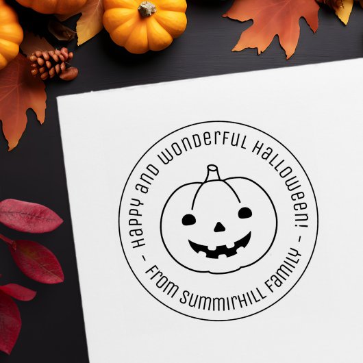 Simple Halloween Pumpkin Round Message セルフインキングスタンプ