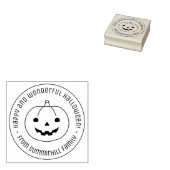 Simple Halloween Pumpkin Round Message ラバースタンプ (押印)