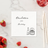 simple Hand Drawn 30th Birthday  スタンダードカクテルナプキン (インサイチュ)