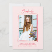 Simple Hand Drawn Graduation Party Photo Pink 招待状 (裏面)