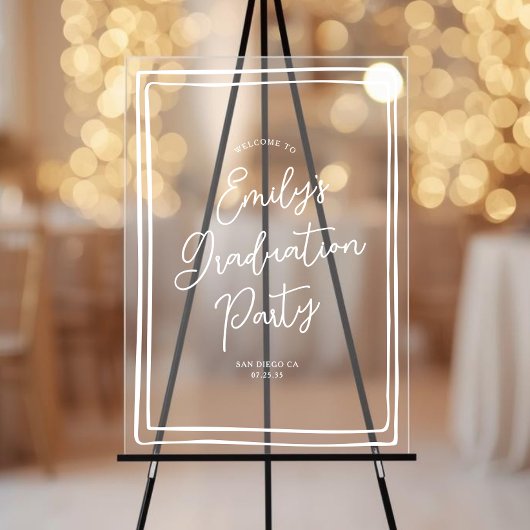 Simple Hand Drawn Graduation Party Welcome  アクリルサイン