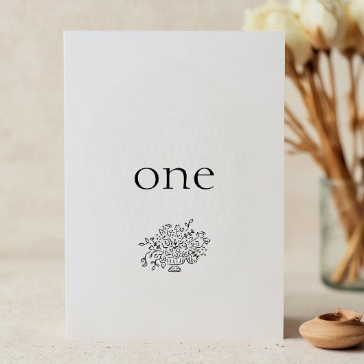 Simple Hand Drawn Vase Floral Wedding Table Number テーブルナンバー