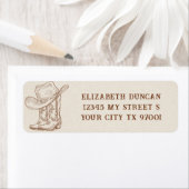 Simple Hand Drawn Western Cowboy Boots Hat Country ラベル (インサイチュ)